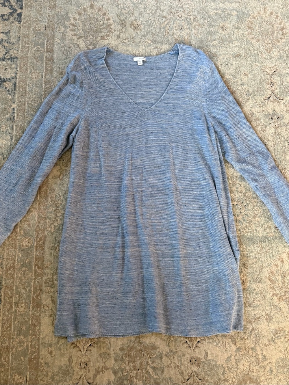 Light Blue V-Neck Long Sleeve Knit Top